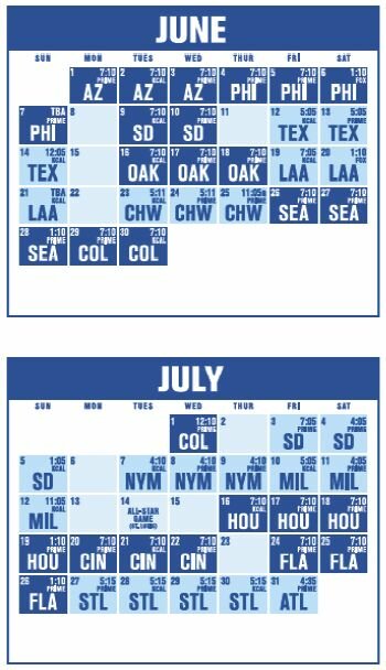 June / July Dodgers Schedule