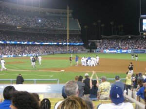 The dog pile on Casey Blake after his walk off single against the Marlins on July 25th.