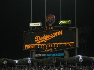 Scoreboard - Dodgers-Marlins on July 25th