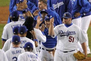 Dodgers Celebrate Game One Victory