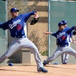 LOS ANGELES DODGERS PITCHERS AND CATCHERS WORKOUT AT CAMELBACK