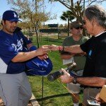 LOS ANGELES DODGERS PITCHERS AND CATCHERS WORKOUT AT CAMELBACK